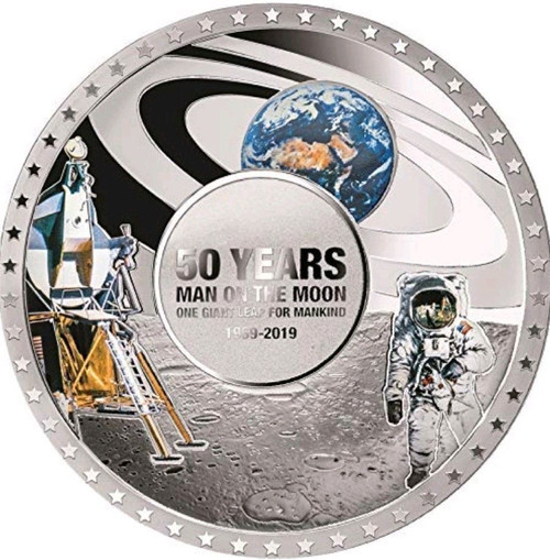 MOON LANDING 50th Anniversary Convex Silver Coin 5$ Solomon Islands 2019 MOON LANDING 50th Anniversary Convex Silver Coin 5$ Solomon Islands 2019