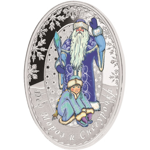 FATHER FROST SNOW MAIDEN Matrioshka 1 Oz Silver Coin 5$ Solomon Islands 2019 FATHER FROST SNOW MAIDEN Matrioshka 1 Oz Silver Coin 5$ Solomon Islands 2019