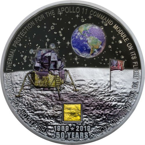 MOON LANDING Apollo 11 50th Ann. 3 Oz Silver Coin Cook Islands 2019 MOON LANDING Apollo 11 50th Ann. 3 Oz Silver Coin Cook Islands 2019