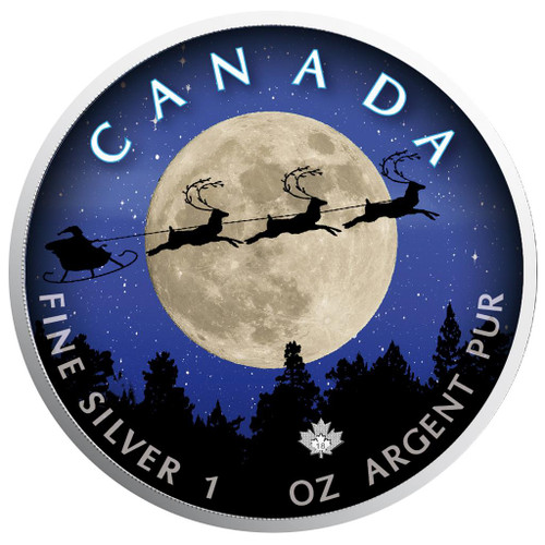 Christmas NIght - Maple Leaf 1 oz Pure Silver Coin - Canada 2018 Christmas NIght - Maple Leaf 1 oz Pure Silver Coin - Canada 2018