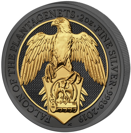 FALCON QUEEN BEASTS Golden Enigma 2 Oz Silver Coin UK 2019 FALCON QUEEN BEASTS Golden Enigma 2 Oz Silver Coin UK 2019