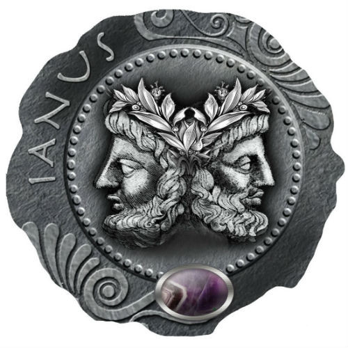 JANUS Amethyst Silver Coin 500 Francs Cameroon 2019 JANUS Amethyst Silver Coin 500 Francs Cameroon 2019