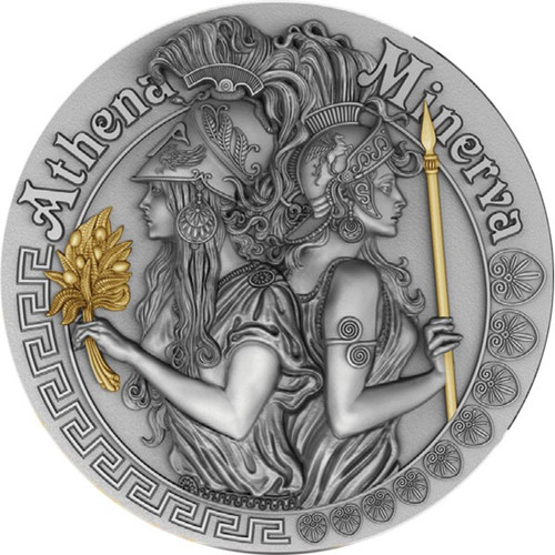 ATHENA AND MINERVA Strong Goddesses 2 Oz Silver Coin 5$ Niue 2019 ATHENA AND MINERVA Strong Goddesses 2 Oz Silver Coin 5$ Niue 2019