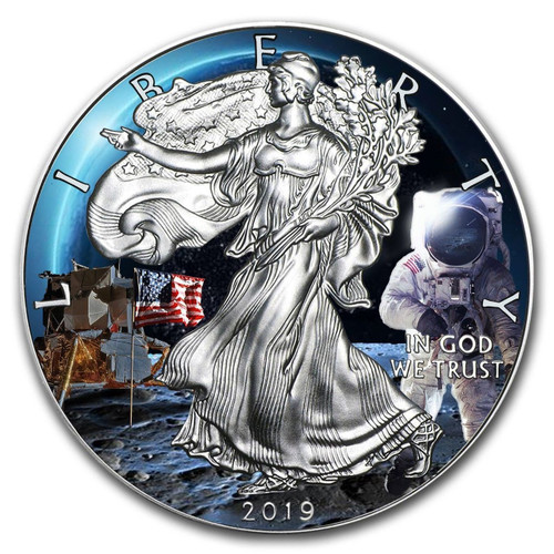 2019 MOON LANDING APOLLO 11 1 oz Silver Eagle Coin USA 2019 MOON LANDING APOLLO 11 1 oz Silver Eagle Coin USA