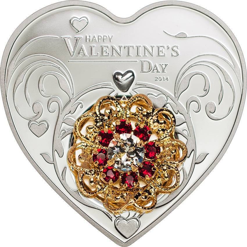 2014 5$ Happy Valentine's Day Love Heart Shape Silver ...