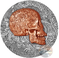 CARVED SKULL BONES 1 OZ SILVER COIN 1000 FRANCS CAMEROON 2017