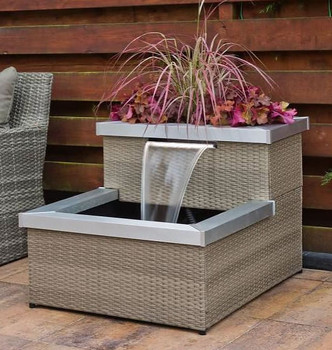 Allora Wicker Rattan 2 Tier Patio Water Feature Allora Wicker Rattan 2 Tier Patio Water Feature