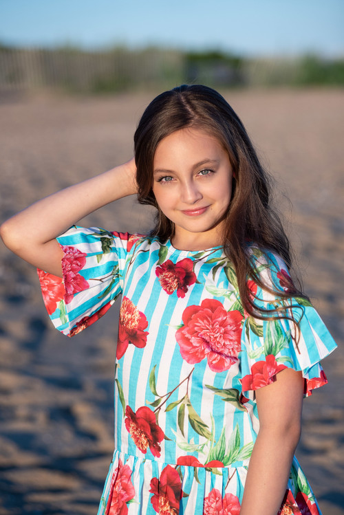 Sophie Catalou Girls Toddler & Kids Turquoise Nina Dress 4-8y Sophie Catalou Girls Toddler & Kids Turquoise Nina Dress 4-8y