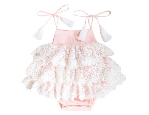 Sample Sale Camelia Blush Ruffle Romper Sample Sale Camelia Blush Ruffle Romper