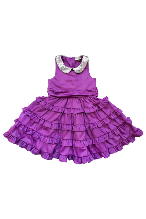 Sophie Catalou Girls Toddler & Kids Purple Betsy Dress 2-10y Sophie Catalou Girls Toddler & Kids Purple Betsy Dress 2-10y