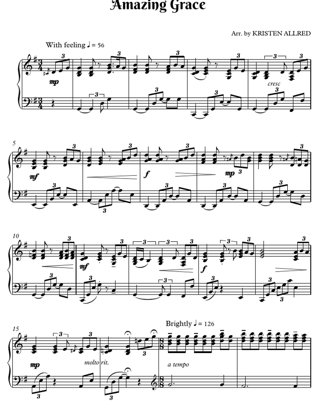 Piano Notes For Amazing Grace - www.inf-inet.com