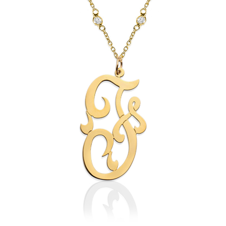 Large Fancy Script Initial on 30″ Chain