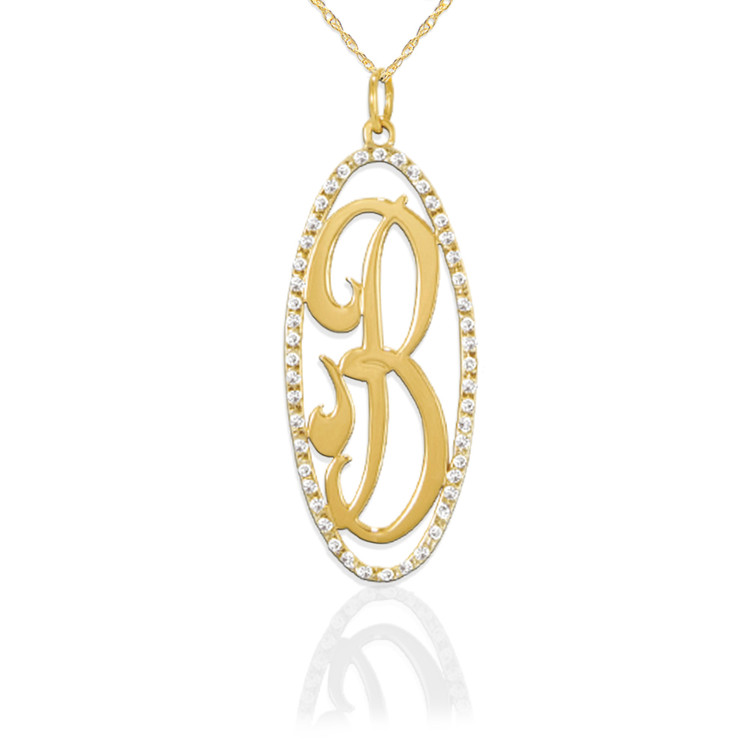 JBD309 14K Gold Oval Diamond Pendant