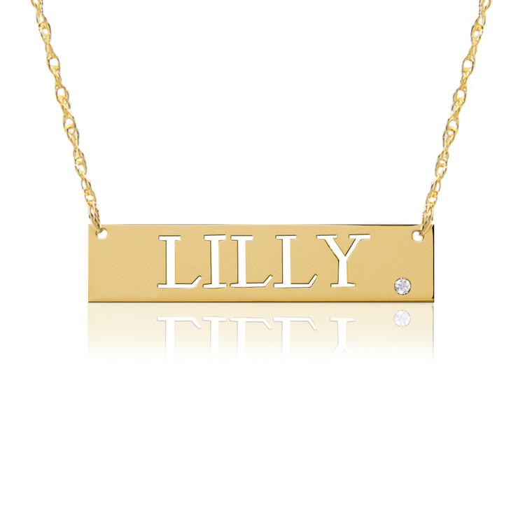 Gold JBD290 ID Nameplate Necklace