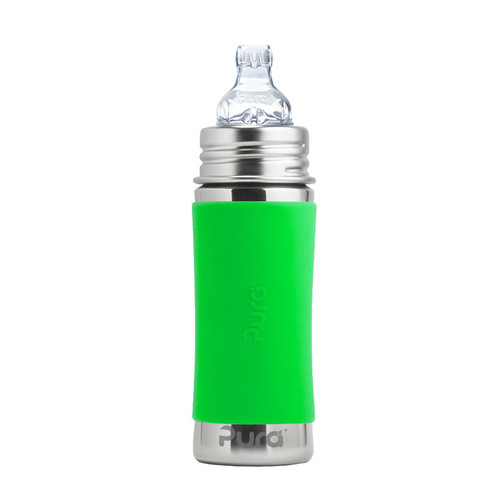 Pura Kiki 11oz Sippy Bottle with Green Sleeve
