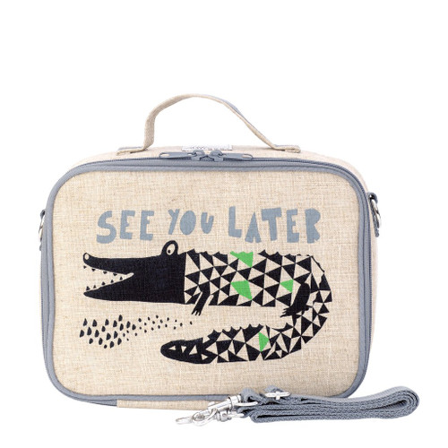 So Young Raw Linen Lunch Box - Alligator