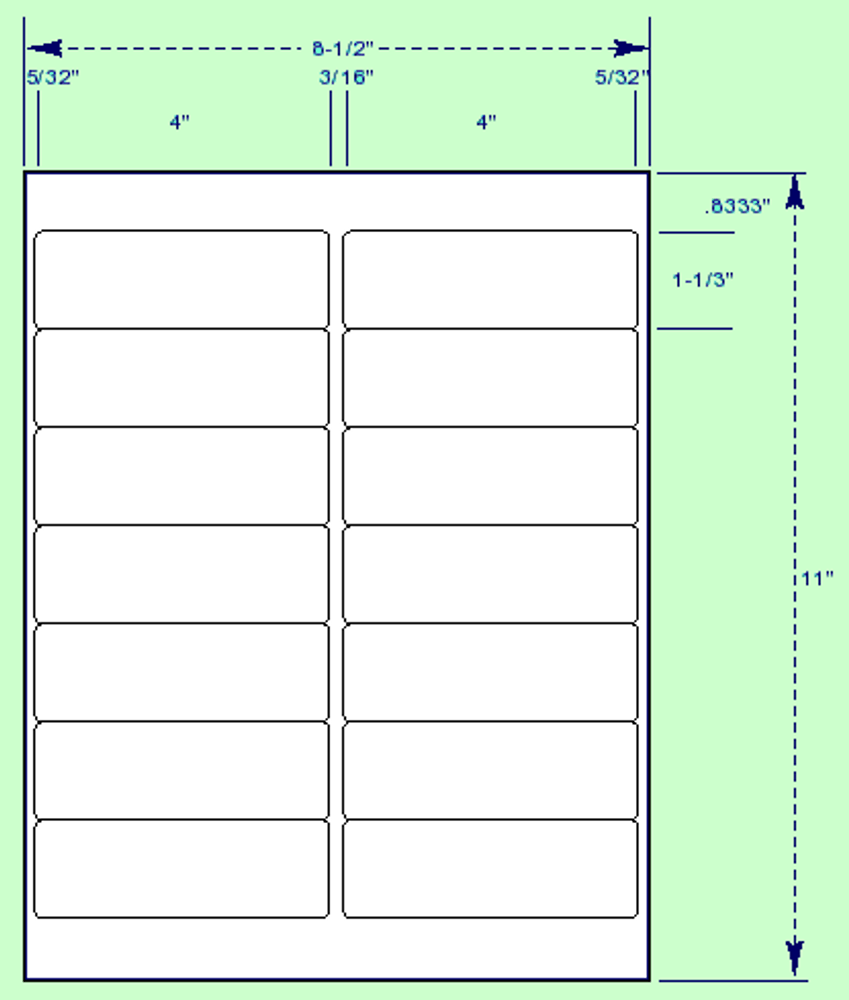 4" x 11/3" cut sheet Labels with Gripper Margin for laser printers