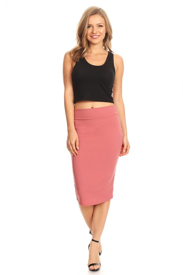 Solid Pencil Skirt - VIBE Apparel Co.