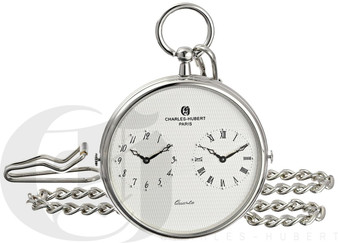 Personalized Charles-Hubert Paris Dual Time Quartz Pocket Watch Personalized Charles-Hubert Paris Dual Time Quartz Pocket Watch
