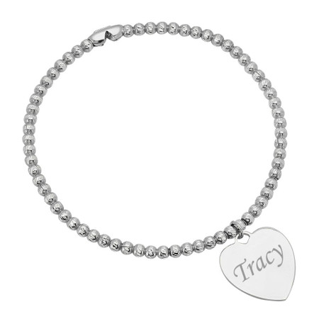 Sterling Silver Heart Charm Bracelet Free Engraving Forevergifts Sterling Silver Heart Charm Bracelet Free Engraving