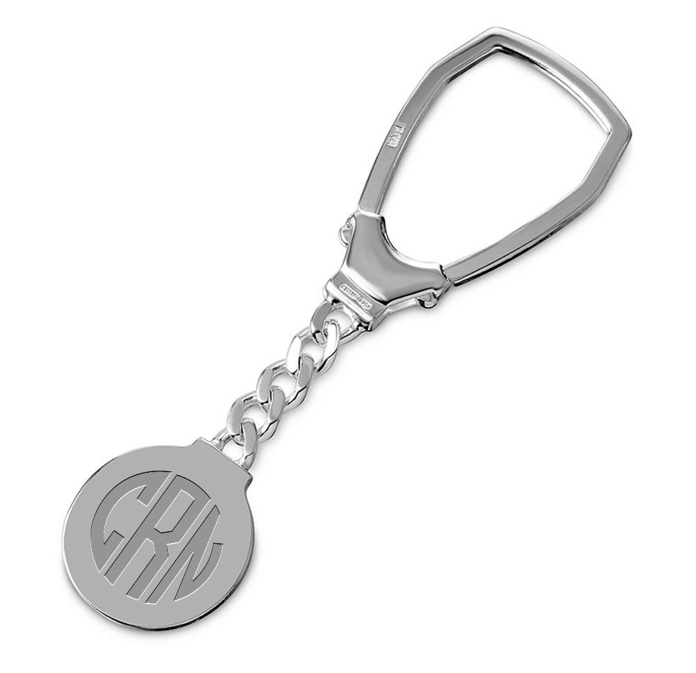 Personalized Sterling Silver high Polish Round Keychain