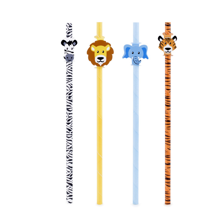 These adorable safari themed animal straws are safer for the environment, made with recyclable paper.