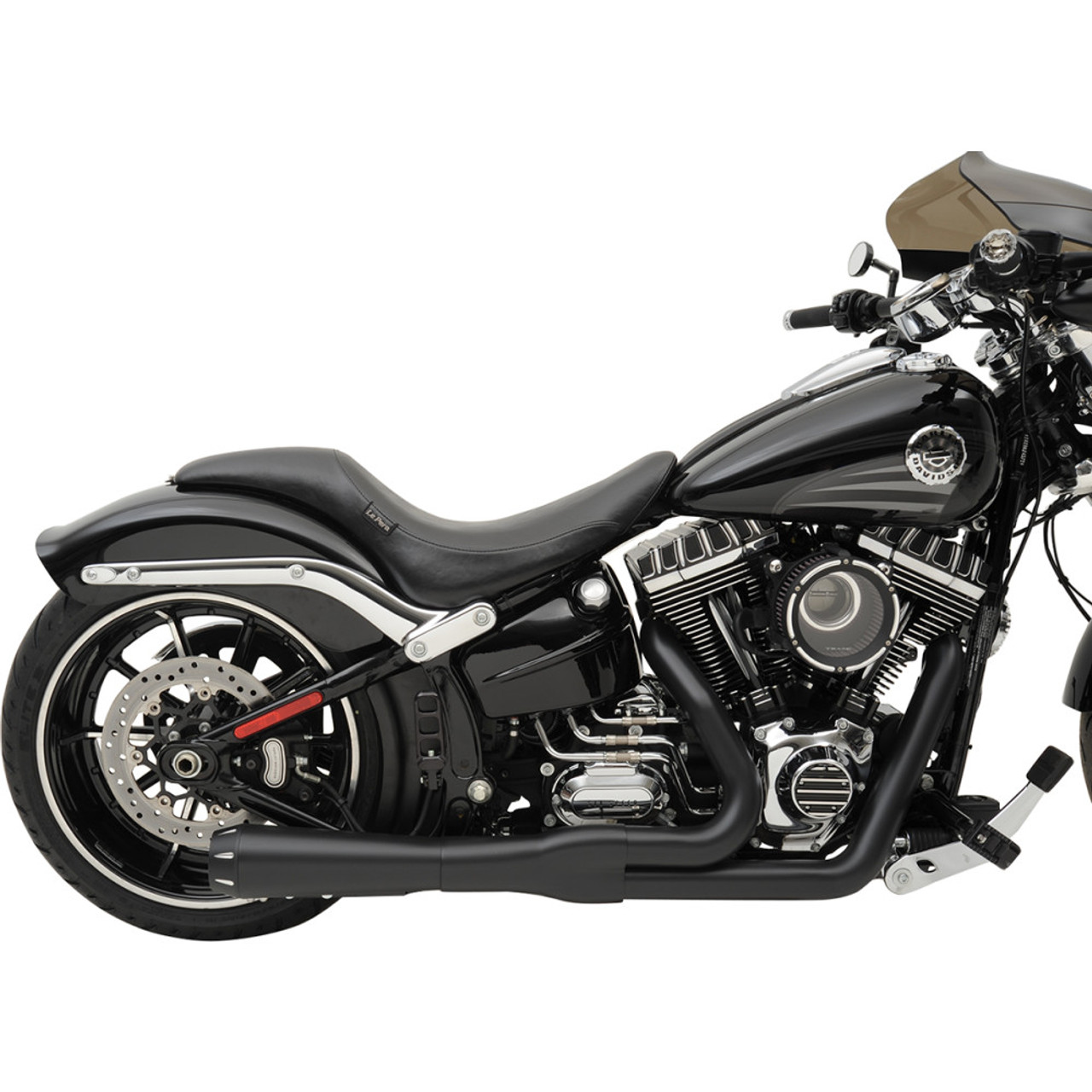 Bassani Short Road Rage 2 Into 1 Exhaust System For 2013 2017 Harley Breakoutrocker Black 