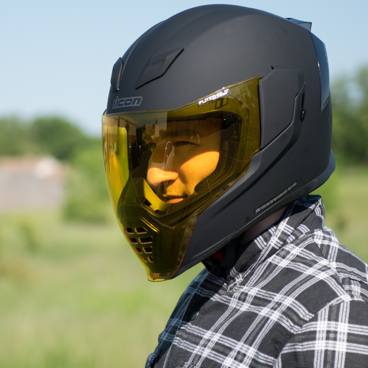 Icon Airflite Yellow Motorcycle Face Shield - 0130-0778 - Get Lowered ...