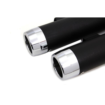 V-Twin Black 3.5" Slip-Ons Exhaust Mufflers with Chrome End Caps for 1995-2016 Harley Touring V-Twin Black 3.5" Slip-Ons Exhaust Mufflers with Chrome End Caps for 1995-2016 Harley Touring