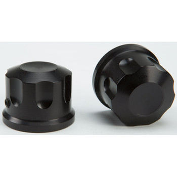 Rooke Customs Front Axle Nut Covers for Harley - Black Rooke Customs Front Axle Nut Covers for Harley - Black