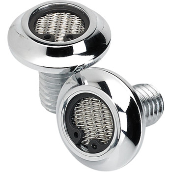 Lowbrow Customs Radius Breather Bolts for Harley Twin Cam - Chrome Lowbrow Customs Radius Breather Bolts for Harley Twin Cam - Chrome