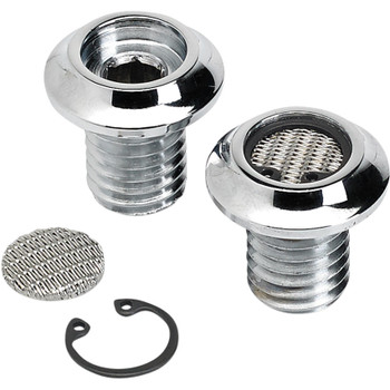 Lowbrow Customs Radius Breather Bolts for Harley Evolution - Chrome Lowbrow Customs Radius Breather Bolts for Harley Evolution - Chrome