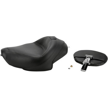 Mustang Wide Touring Seat w/ Driver Backrest for 2004-2018 Harley Sportster - Original Mustang Wide Touring Seat w/ Driver Backrest for 2004-2018 Harley Sportster - Original