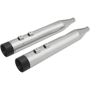 Drag Specialties 4" Slip-On Mufflers with Billet Caps for 1995-2016 Harley Touring - Chrome with Black Caps Drag Specialties 4" Slip-On Mufflers with Billet Caps for 1995-2016 Harley Touring - Chrome with Black Caps