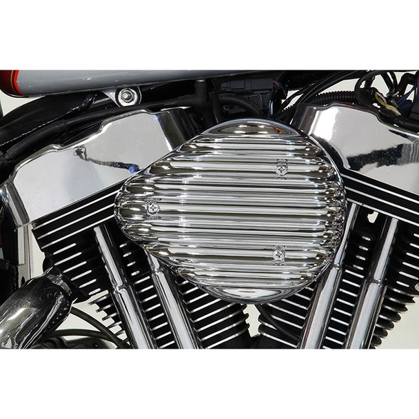 VTwin Chrome Finned Teardrop Air Cleaner for 19912016 Harley