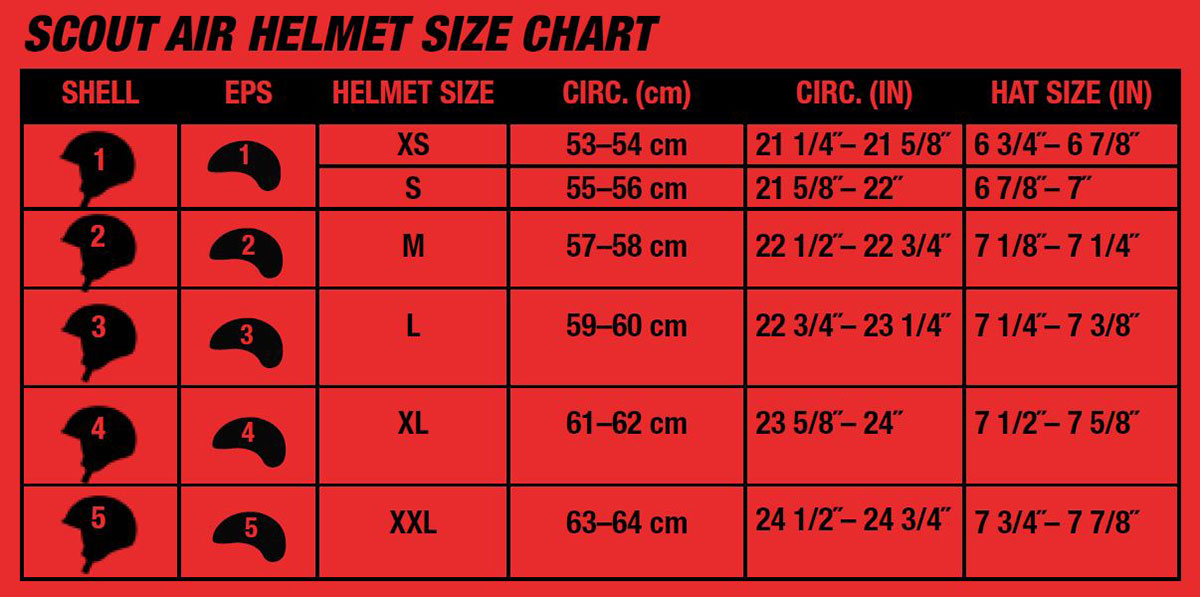 Bell Scout Air Helmet Size Chart