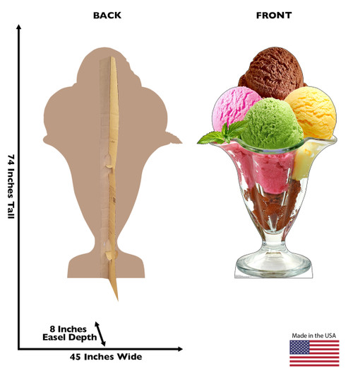 Lifesize Ice Cream Sundae Cardboard Standup Cardboard Cutout
