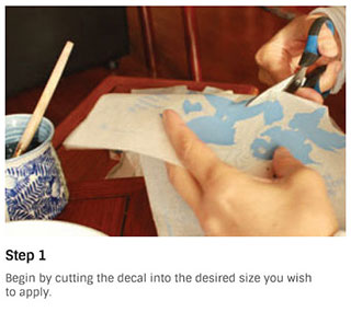 Step 1 to apply Sanbao ceramic decals