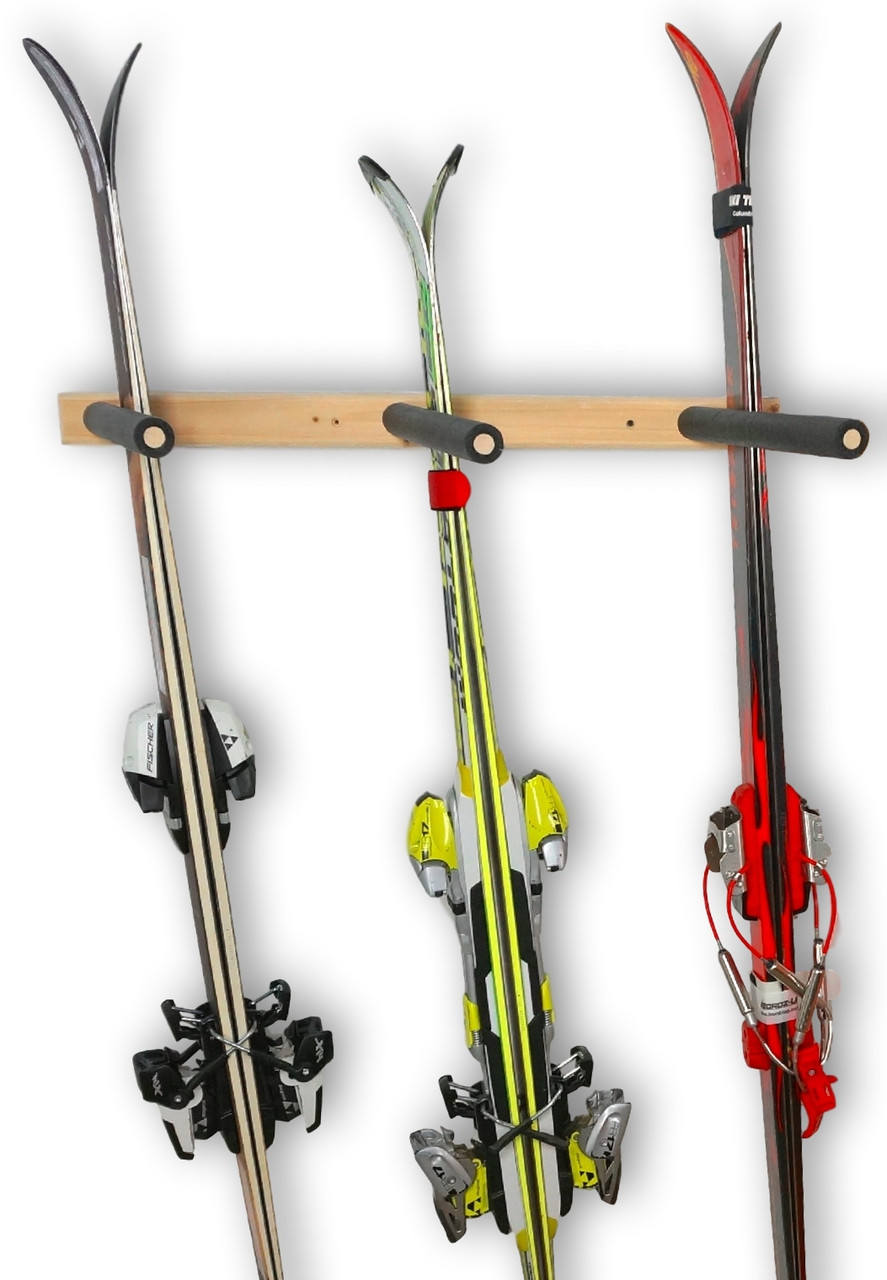 Vertical Ski and Snowboard Wood Wall Rack | 3, 6, or 9 Rack Arms ...