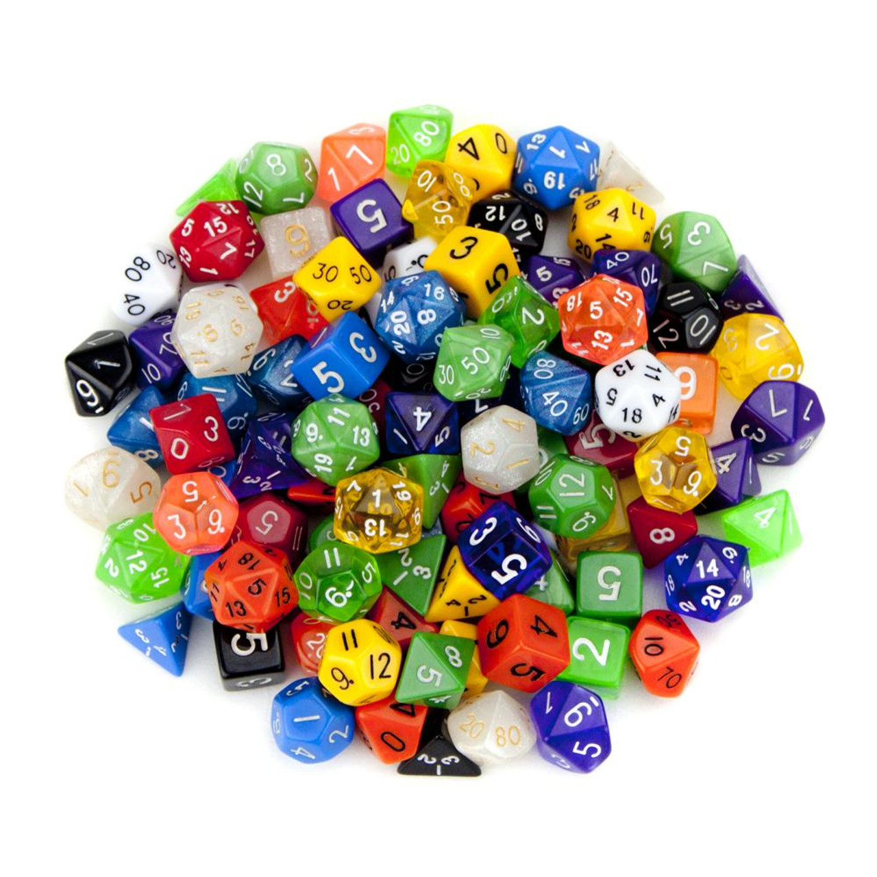 100 pack of random polyhedral dice w free pouch