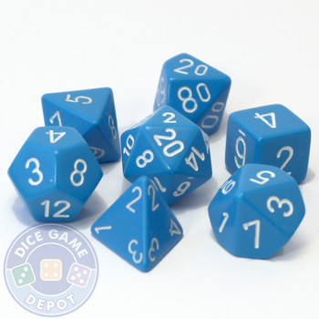 Opaque light blue 7-piece D&D RPG dice set Opaque light blue 7-piece D&D RPG dice set