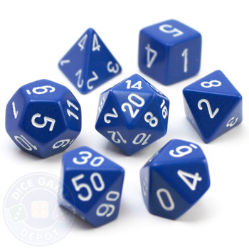 Opaque blue 7-piece D&D RPG dice set Opaque blue 7-piece D&D RPG dice set