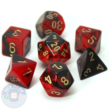 7-piece Gemini dice set - D&D dice - Black and red 7-piece Gemini dice set - D&D dice - Black and red