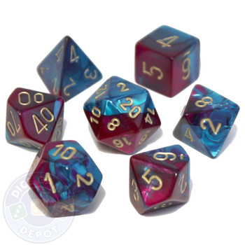 7-piece Gemini dice set - D&D dice - Purple and Teal 7-piece Gemini dice set - D&D dice - Purple and Teal
