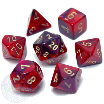 7-piece Gemini dice set - D&D dice - Purple and Red 7-piece Gemini dice set - D&D dice - Purple and Red