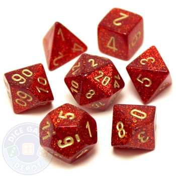D&D dice set - 7-Piece RPG dice - Glitter Ruby D&D dice set - 7-Piece RPG dice - Glitter Ruby