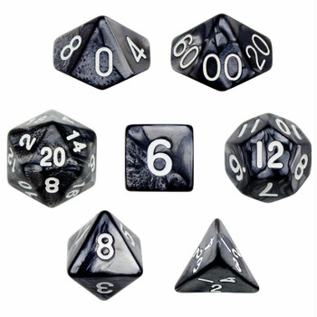 Pearlized 7-piece Dice Set in Velvet Pouch - Smoke Pearlized 7-piece Dice Set in Velvet Pouch - Smoke