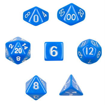 Opaque 7-piece Dice Set in Velvet Pouch - Blue Opaque 7-piece Dice Set in Velvet Pouch - Blue