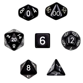 Opaque 7-piece Dice Set in Velvet Pouch - Black Opaque 7-piece Dice Set in Velvet Pouch - Black