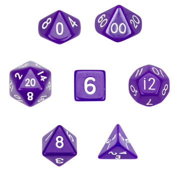 Opaque 7-piece Dice Set in Velvet Pouch - Purple Opaque 7-piece Dice Set in Velvet Pouch - Purple
